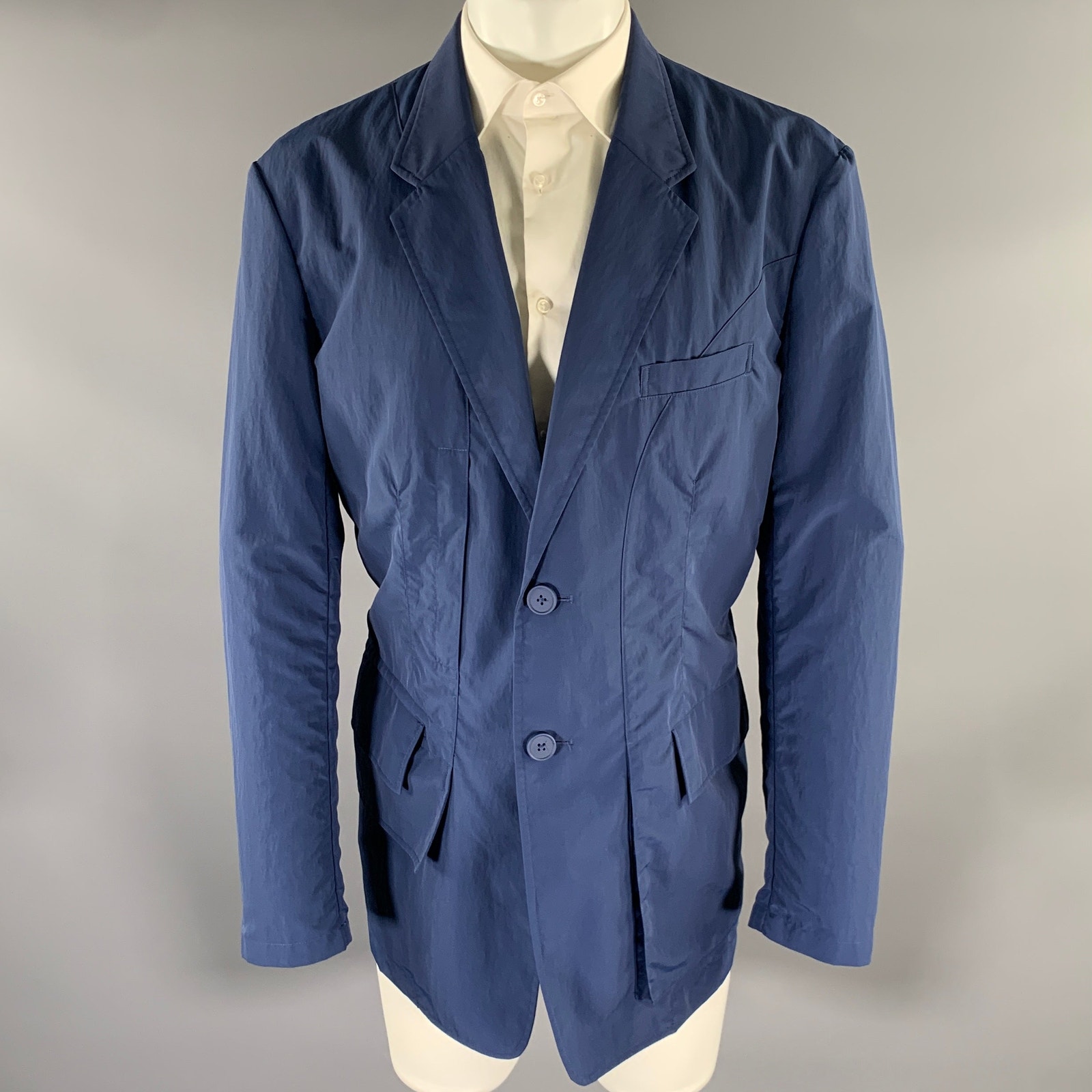 Y-3 Size M Navy Polyamide Notch Lapel Sport Coat